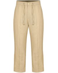 DAVID WEJ - Neutrals Hugo Linen Drawstring Trouser - Lyst