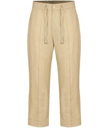 DAVID WEJ - Neutrals Hugo Linen Drawstring Trouser - Lyst