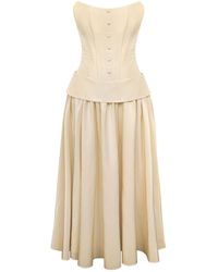 POST MERIDIEM - Neutrals Cream Buttoned Corset And Lapel Skirt - Lyst