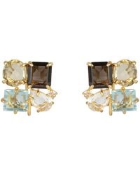Bounkit - Cora Studs Smoky Quartz Pierced - Lyst