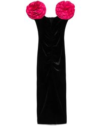 Nissa - Floral-Detail Velvet Midi Dress - Lyst