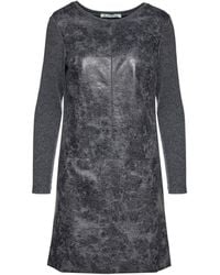 Conquista - Dark Dress With Faux Leather Front - Lyst