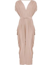James Lakeland - Neutrals Draped Open-Back Midi Dress – Taupe - Lyst