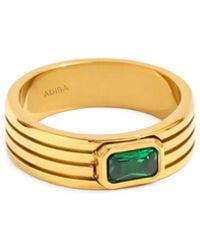 ADIBA - Glass Stone Plated Stainless Steel Ring - Lyst