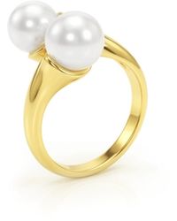 Unaloe - Double Pearl Vermeil Ring – Ring For - Lyst