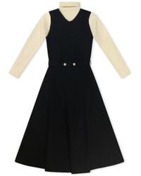 Roch Perel - Neutrals And Ivory Contrast Knitted Dress - Lyst
