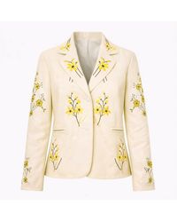 Zasta Studio - Flower Wine Off Embroidered Leather Jacket - Lyst