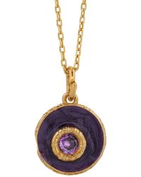 Ebru Jewelry - Enamel Amethyst Stone Evil Eye Pendant Chain Necklace - Lyst
