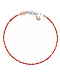 Unaloe - Natural Coral Bracelet With Small Round Beads And Sterling Clasp - Lyst