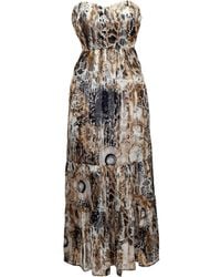 Smart and Joy - Neutrals Bustier Chiffon Maxi Dress With Abstract Floral Print - Lyst