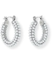 Pearls of the Orient Online - Credo Chunky Plated Hoop Earrings With Small Mother Of Pearl Beads - Lyst