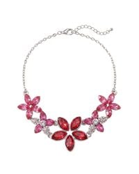 Modenaire - Fuchsia Floral Crystal Statement Necklace - Lyst