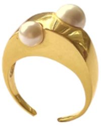 LINYA JEWELLERY - Pearl Adjustable Ring - Lyst