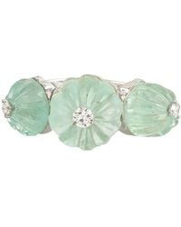 Artisan - Carved Emerald & Diamond Floral Statement Ring - Lyst