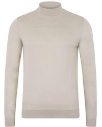 Paul James Knitwear - Neutrals Superfine Riccardo Merino Silk Mock Turtle Neck Jumper - Lyst