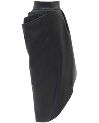 Julia Allert - Designer Soft Faux Leather Asymmetrical Midi Skirt - Lyst