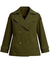 Tantra Spain Sl - Short Quilted Trench Coat With Double-Breasted Buttons, Side Pockets, And Flared Back Khaki - Lyst