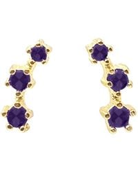 Sophelia - Tiny Amethyst February Birthstone Climber Stud Earrings - Lyst