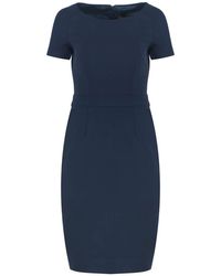 Conquista - Fitted Navy Cap Sleeve Dress Punto - Lyst