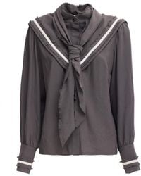 Julia Allert - Tie Front Long Sleeve Blouse – - Lyst