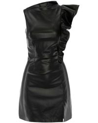 AVENUE No.29 - Eco Leather Asymmetrical Mini Dress With Ruffle - Lyst