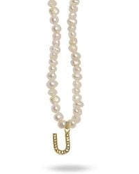 LINYA JEWELLERY - Mono Letter Pearl Necklace U - Lyst