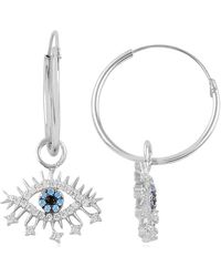 Spero London - Evil Eye Earring Eye Eyelash Sterling Hoop Earring - Lyst