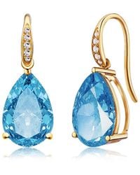 Kai Fine Jewelry - Solid Natural Pear Topaz & Diamond Drop Earrings - Lyst