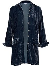 At Last - Kensington Silk Velvet Shirt-jacket In Slate - Lyst