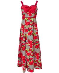 Couture to Your Door - Rose Print Bow Maxi Dress - Lyst
