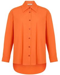 Nocturne - Orange Printed Oversized Shirt - Lyst