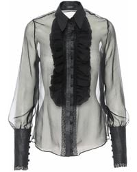 AVENUE No.29 - Silk Ruffle Buttoned Down Shirt – - Lyst