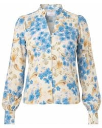 Franchetti Bond - Filide Pansies Ruffle Neck Blouse - Lyst
