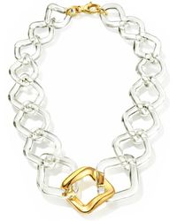 Gold & Honey - Clear And Oversized Twisted Link Necklace - Lyst