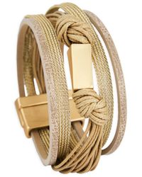 Saachi - Rectangle Charm Cord Taupe Bracelet - Lyst