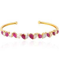 Artisan - Ruby & Diamond Open Cuff Bracelet - Lyst