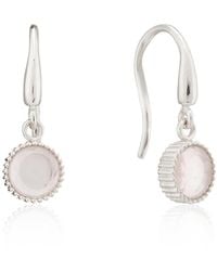 Auree - Barcelona Silver October Rose Quartz Birthstone Hook Earrings - Lyst