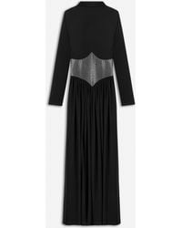 Nocturne - Leather Corset Detail Maxi Dress - Lyst