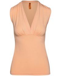 Conquista - Apricot Faux Wrap Sleeveless Top - Lyst