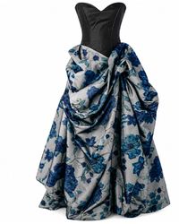 Miro Misljen - Halter Corset Gown With Floral Bustle - Lyst