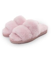 Pretty You London - Sheepskin Slider Slipper Jinx In Rose - Lyst