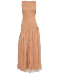 Amy Lynn - Neutrals Julia Smocked Polka Dot Maxi Dress - Lyst