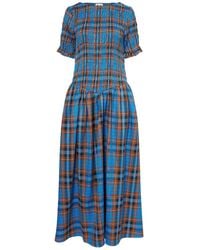 Amy Lynn - Beatrix Pure Cotton Smocked Plaid Midi Dress - Lyst