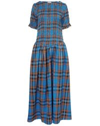 Amy Lynn - Beatrix Pure Cotton Smocked Plaid Midi Dress - Lyst