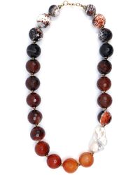 Shar Oke - Faceted Agates & Freshwater Baroque Pearl Beaded Necklace - Lyst