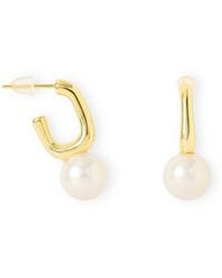 Pearls of the Orient Online - Gratia Thick Plated Stem Earrings With Round Cultured Freshwater Pearls - Lyst