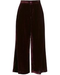Paisie - Velvet Wide-Leg Trousers With Separate Elastic Ankle Bands - Lyst