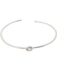 Harfi - Minimalist Sterling Rose Quartz October Birthstone Bangle Bracelet - Lyst