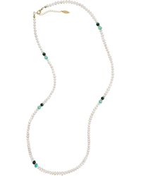 Farra - Versatile Freshwater Pearls With Gemstone Long Necklace - Lyst