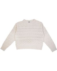 Gigi Knitwear - Neutrals Cable Crewneck Cotton Sweater - Lyst